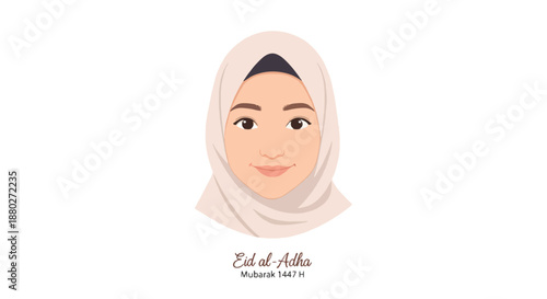 Woman in hijab with Eid al-Adha greeting