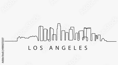 Flat Design one line without breaking the Los Angeles cit