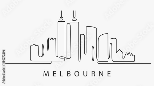 Flat Design one line without breaking the Melbourne city.