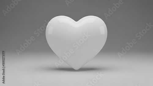 Wallpaper Mural A white heart sculpture embodies valentine love on a gray background illustration. Torontodigital.ca