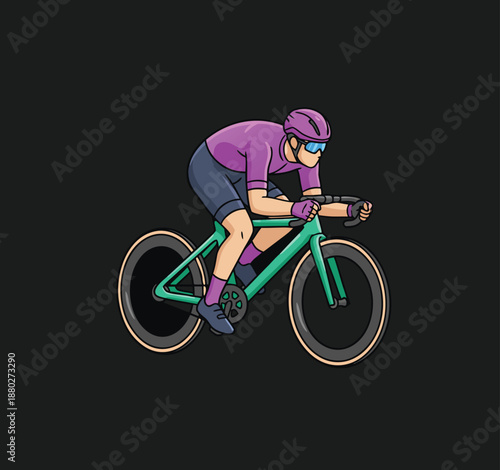 Cyclist racing on a road bike.