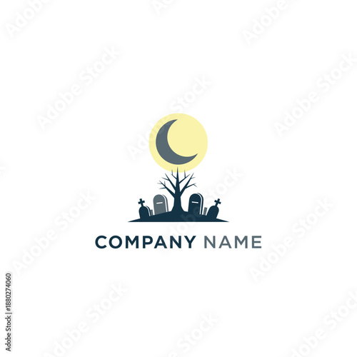 Crescent Moon Graveyard Logo Design Element.