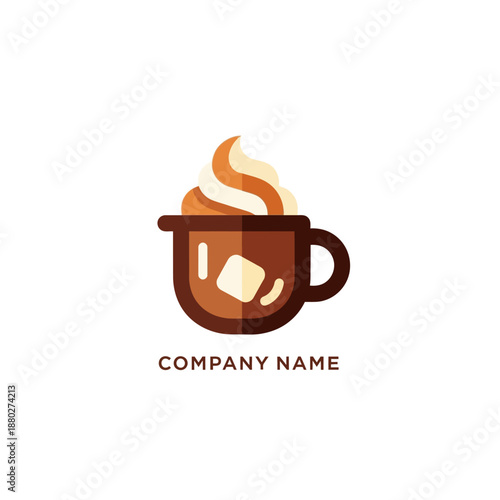 Hot Chocolate Mug with Marshmallow Illustration.