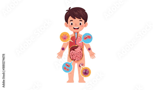 Child health bacteria concept cartoon vector illustration