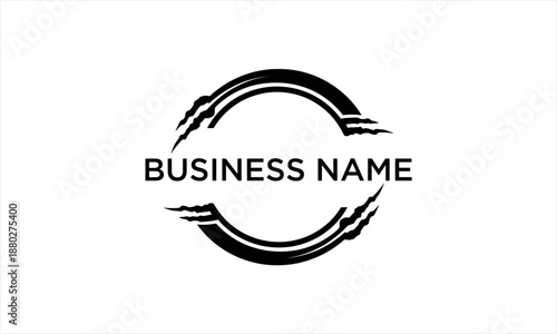 Bold circular logo with claw marks and business name text.