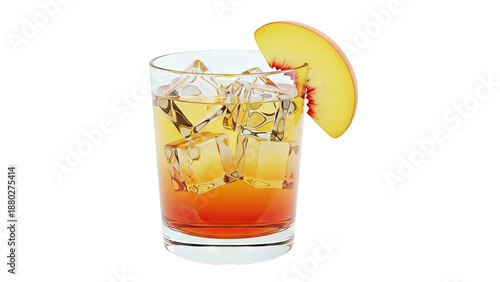 Peach Whiskey Cocktail with Ice
