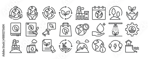Environment icon collection. Containing design environment, green, nature, ecology, business	