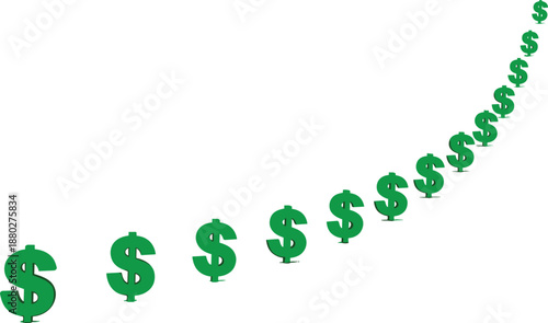 Financial growth concept, upward dollar signs , revenue boost, savings growth