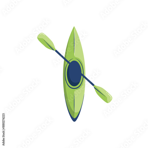 Green Kayak and Paddle Illustration.