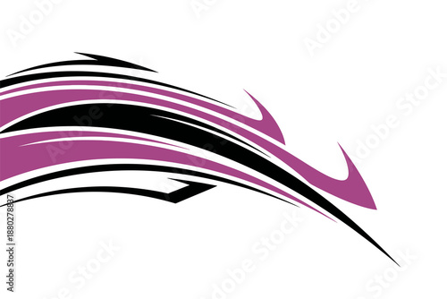 Abstract Pink and Black Swirling Design Element.