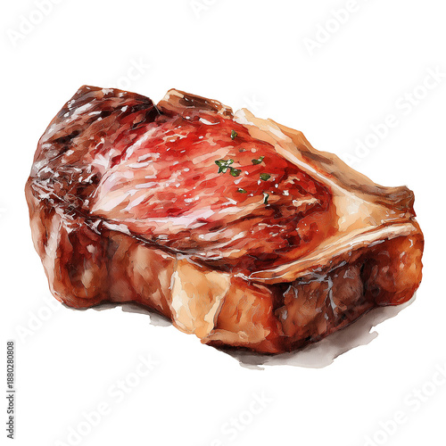 grilled steak transparent background watercolor illustration