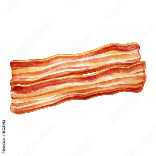three bacon strips transparent background watercolor illustration