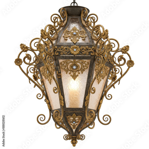 ornate gold arabesque lantern with intricate filigree design