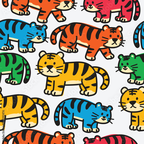 Colorful Cartoon Tiger Pattern