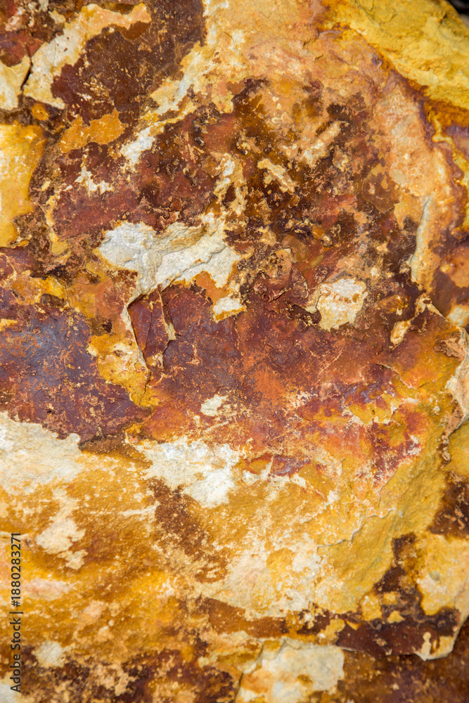 Fototapeta premium Stone structures and grain patterns in reddish brown