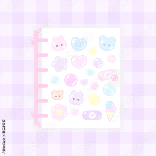 平成レトロなぷっくり風のピンクシール帳バインダー♪
