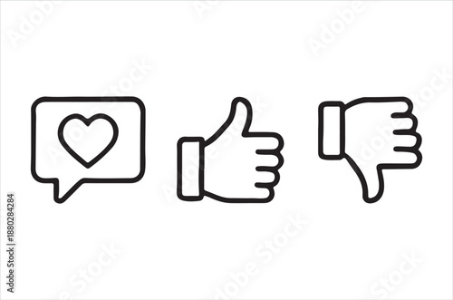 social media reaction icons heart like dislike