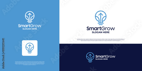 Smart grow up logo design. Investment statistic logo template.