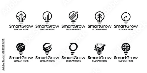Collections of Smart grow up logo design. Investment statistic logo template.