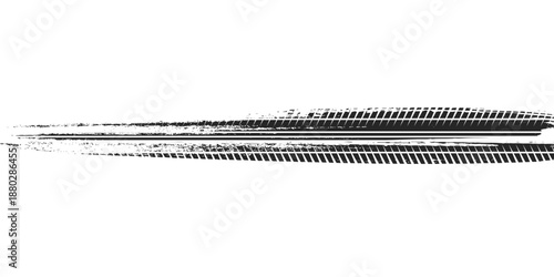 Tire track. Car, bike, motorcycle tyre mark with grunge effect isolated on white background. Wheel footprint on the road. Top view of rubber protector mark. vector