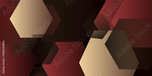 Abstract 3D background with hexagonal pattern. Modern design with simple geometric shapes, red and brown patterns. Vector Eps10