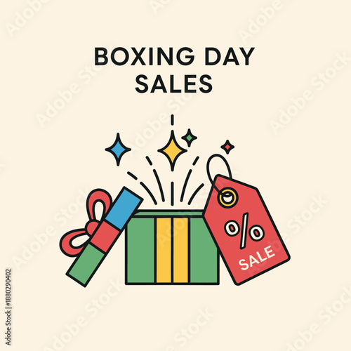 Gift Box with Sale Tag and Ribbon.