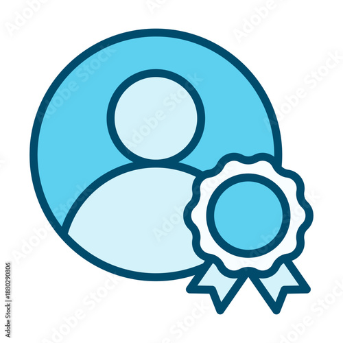 User Person Award Badge Flat Colored Icon for Achievement Status Recognition