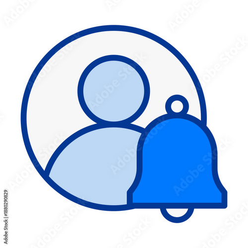 User Person Bell Flat Colored Icon for Notification Alert Status