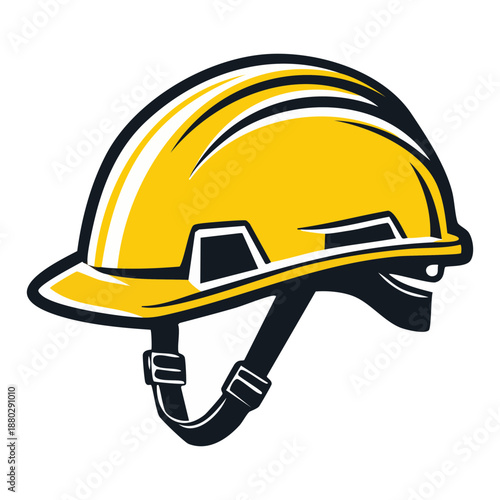 Yellow Construction Safety Hard Hat Vector Icon. Industrial Helmet.