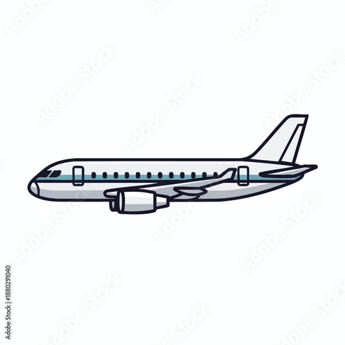 Simple Line Art Illustration of a Passenger Airplane