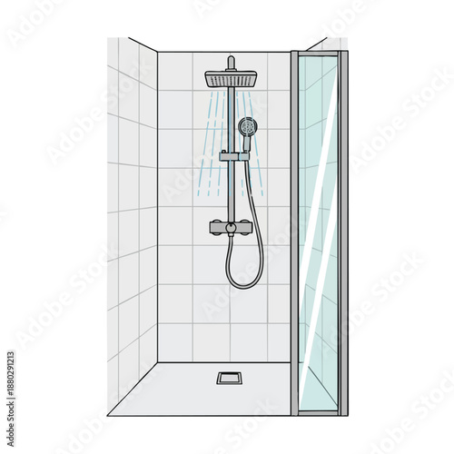 Modern Shower Cubicle with Rainfall Head