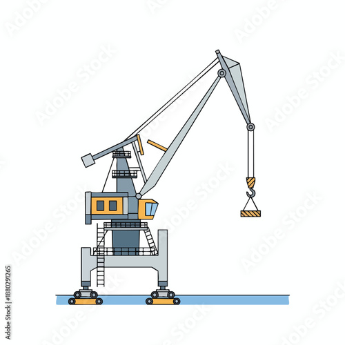 Crane on a floating dock cargo handling equipment