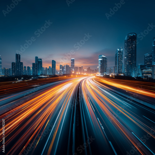 traffic in hong kong at night