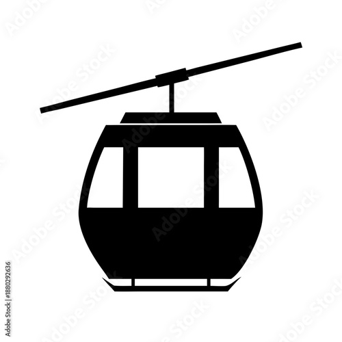Cable Car Cabin Silhouette - Aerial Gondola Ski Lift and Mountain Transport Vector Icon