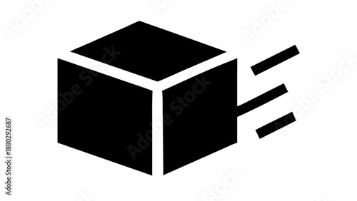 Fast Shipping Delivery Box Icon - Express Parcel Service Vector Silhouette