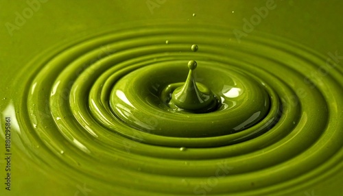 滑らかな液体抹茶チョコレートの波紋  トロトロに溶けた甘いスイーツのクローズアップ