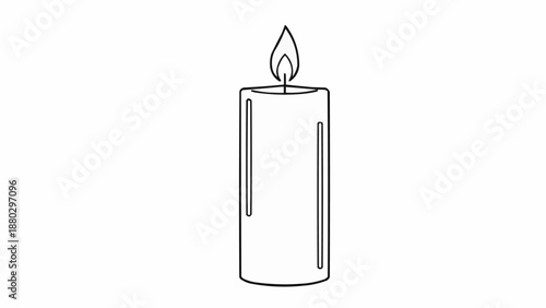 A simple line drawing of a lit candle with a flame.