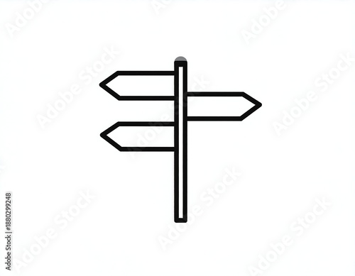 Black and white signpost pointing in three directions