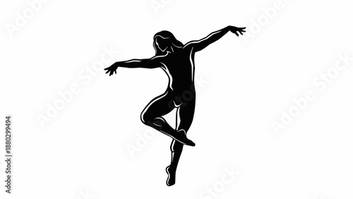 Silhouette of a graceful ballet dancer in motion.