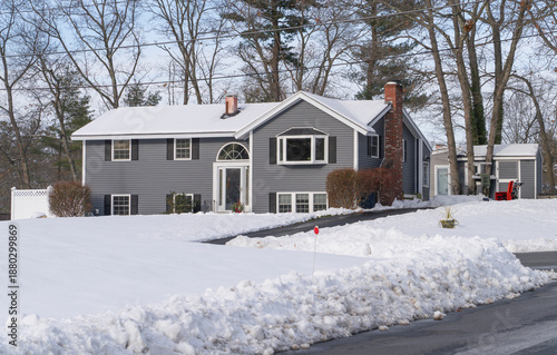 Winter house after snow storm 