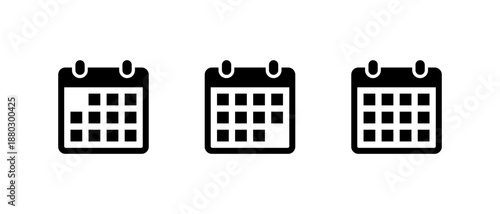 Monthly calendar icon set in flat style. Simple schedule date symbol