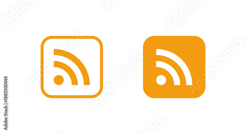 RSS feed icon in orange square. News update, blog subscription symbol