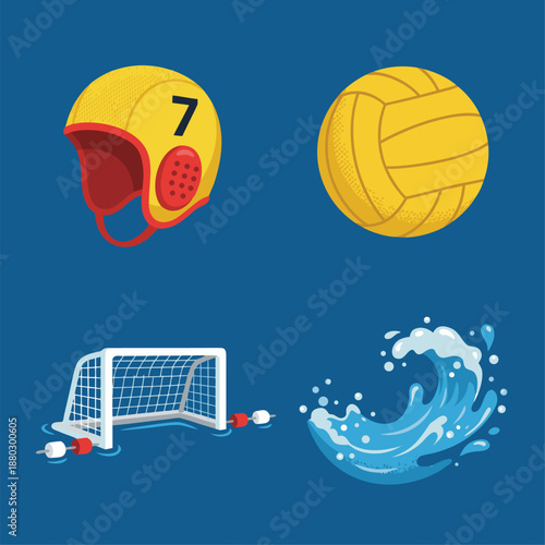 Water Polo Equipment and Elements Collection.
