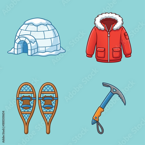 Winter survival gear and shelter set.