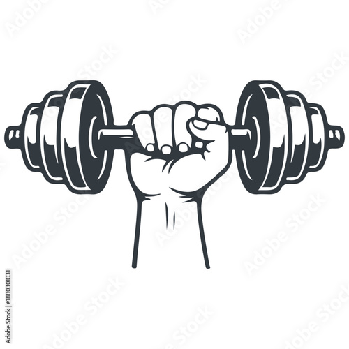 hand fist with dumbbell silhouette