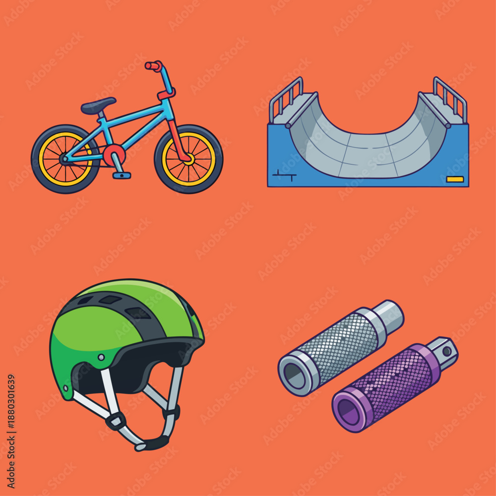 Obraz premium BMX Bike and Skate Park Elements.