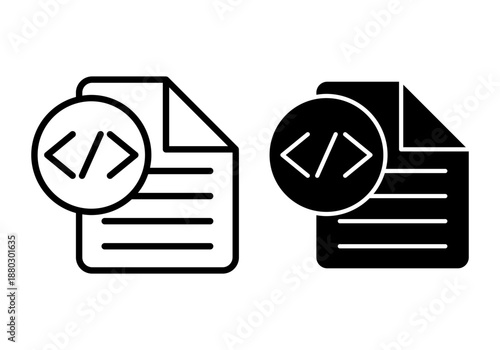 File Code Black Icon Bundle for Software Development and Programming File Interfaces