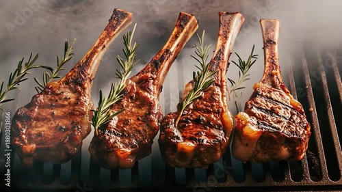 Grilled lamb chops with rosemary