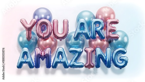 Colorful balloons with inspiring message you are amazing