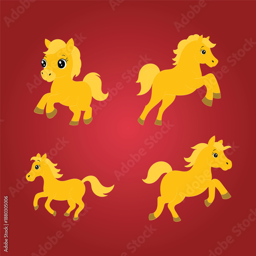 Cute Cartoon Golden Ponies Collection